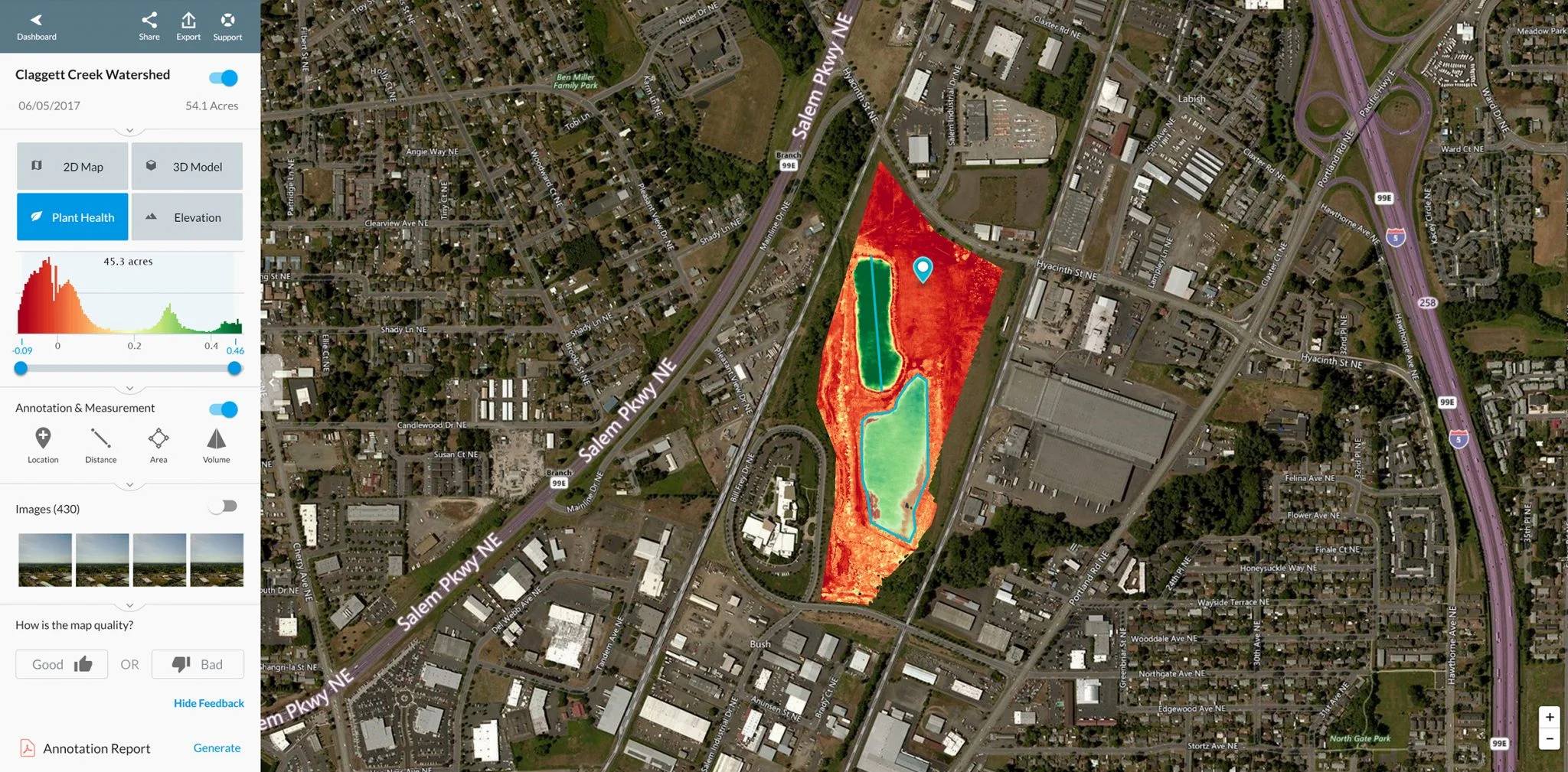 Screenshot of aerial visual map